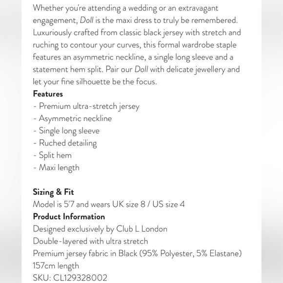 DOLL
BLACK ASYMMETRIC ONE SLEEVE RUCHED MAXI DRESS - Picture 3 of 3